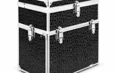 Makeup Case Organiser Professional Aluminium Black Crocodile Mirror