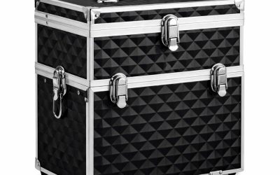 Makeup Case Organiser Professional Aluminium Silver Diamond Mirror