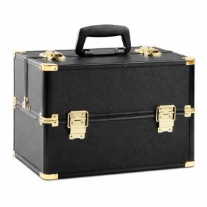 Makeup Case Organiser Travel Aluminium Black Gold