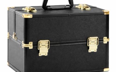 Makeup Case Organiser Travel Aluminium Black Gold