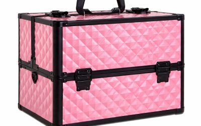 Makeup Case Organiser Travel Aluminium Pink Diamond