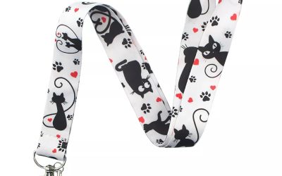 Lanyard Polyester Cruise Travel ID Black Cat Love