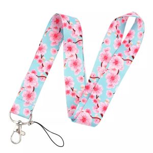 Lanyard Polyester Cruise Travel ID Cherry Blossom