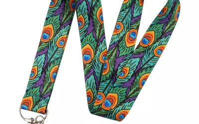 Lanyard Polyester Cruise Travel ID Feathers Peacock