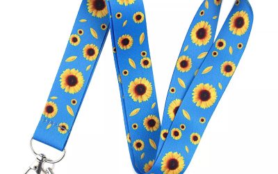 Lanyard Polyester Cruise Travel ID Sunflowers Blue
